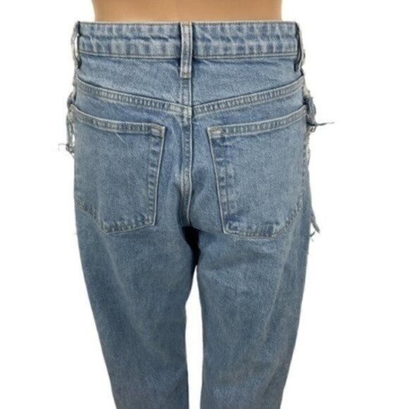 Topshop Bleached Raw-cut Hem Straight Jeans Hemmed to Cropped Size 30 - Picture 4 of 12